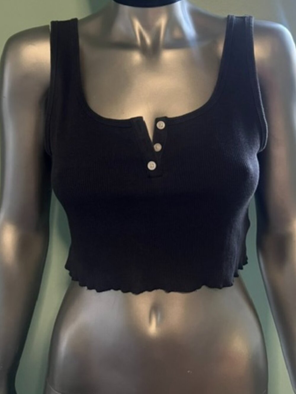 American Eagle Henley Crop Tank Top